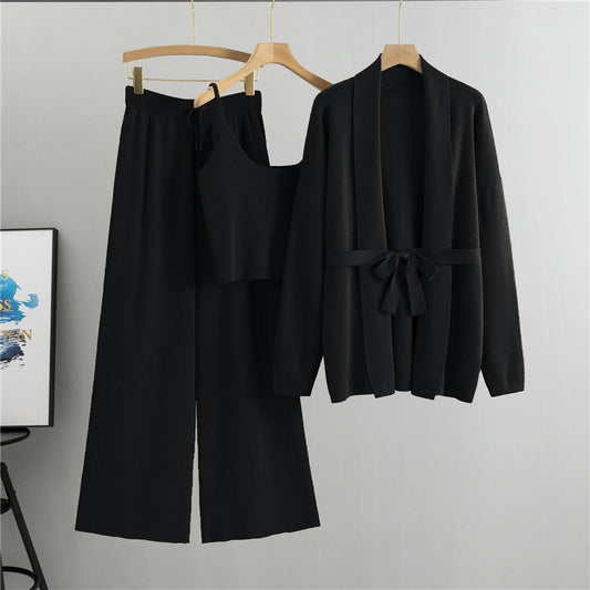 Black – Cardigan Jacket & Camisole Three Piece Set