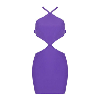 Lattice Bow Strap Open Back Sleeveless Mini Dress