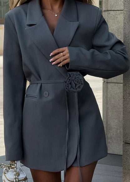 Slate Bloom Belted Blazer