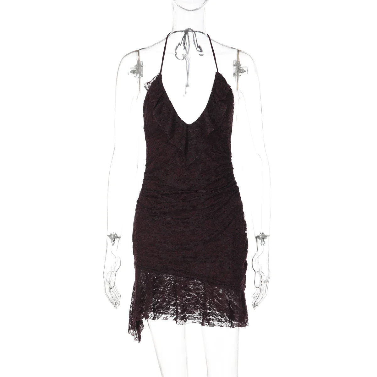 Lace Patchwork Backless Mini Dress