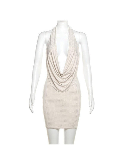 Halter Low Cut Backless Slim Fit Sheath Dress