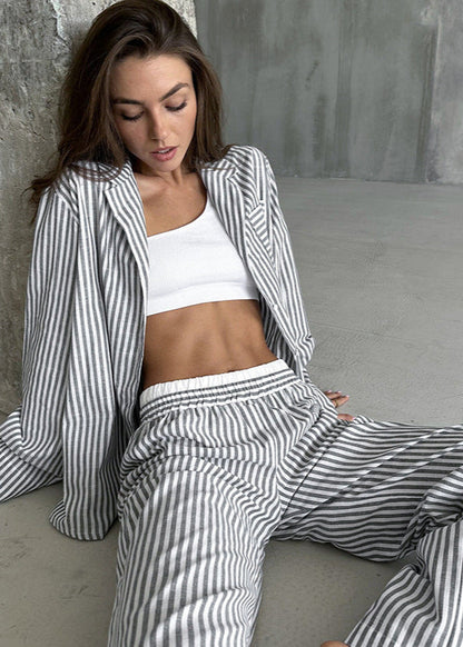 Emilia - Striped Cotton Pajama Set