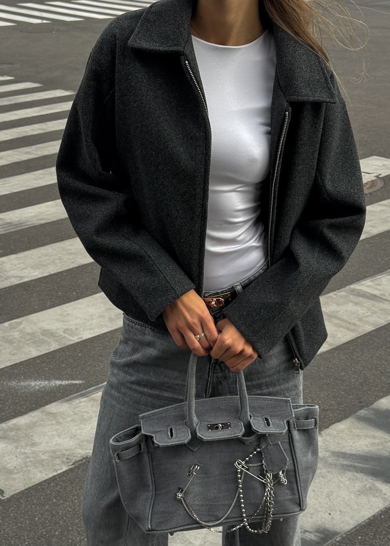 Ava - Wool Blend Zip-Up Jacket