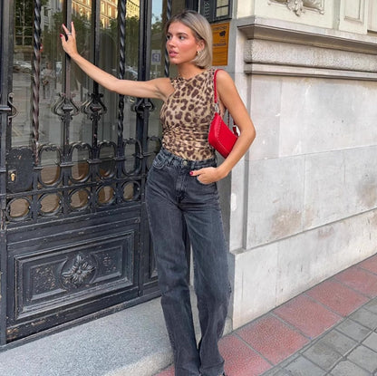 Posey Leopard Print Slant Bodysuit