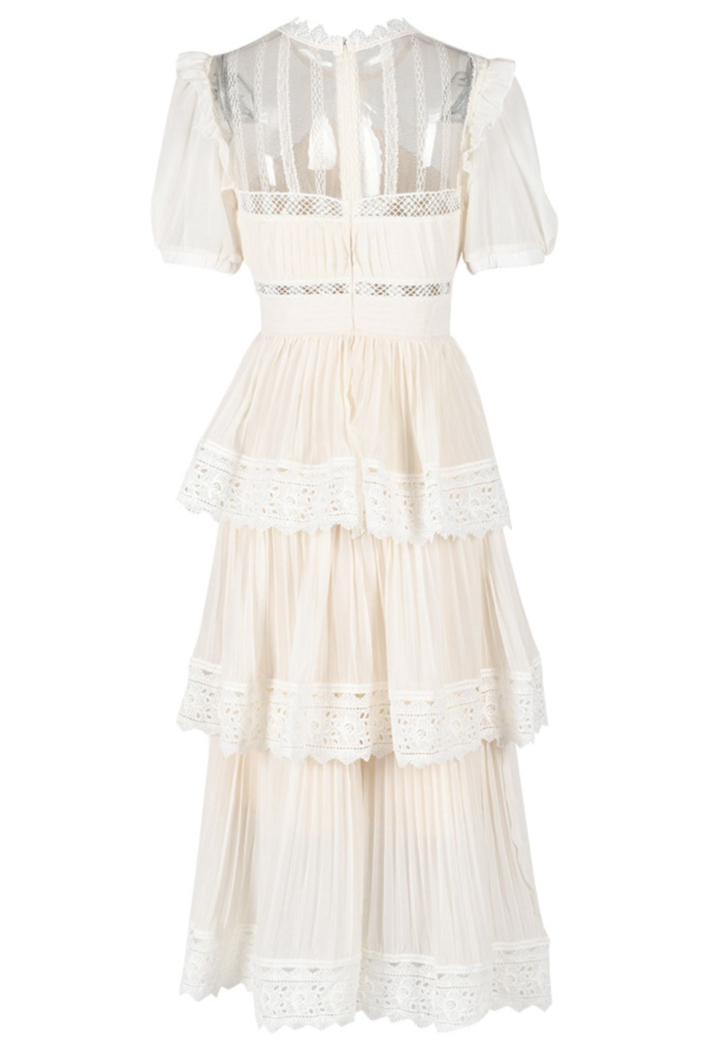 Janet Lace Detail Tiered Midi Dress