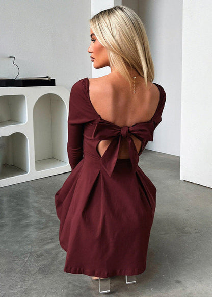 Amara - Back Bow A-Line Mini Dress