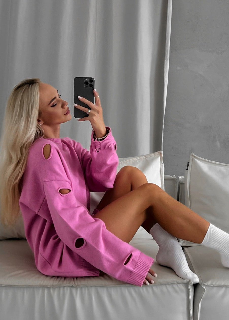 Bold Distressed Oversized Knit Sweater