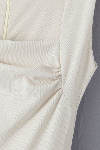 Square Neck Pleated Mini Knitted Dress