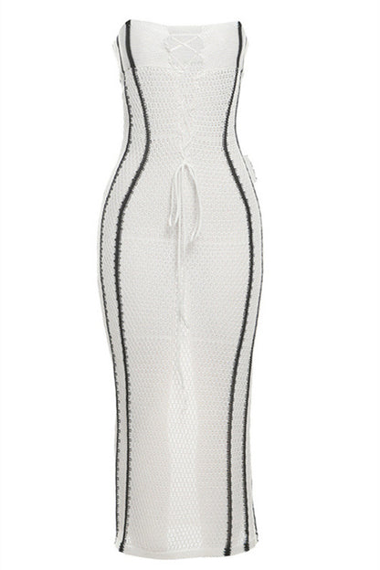 Olivia Strapless Lace Up Maxi Knit Dress