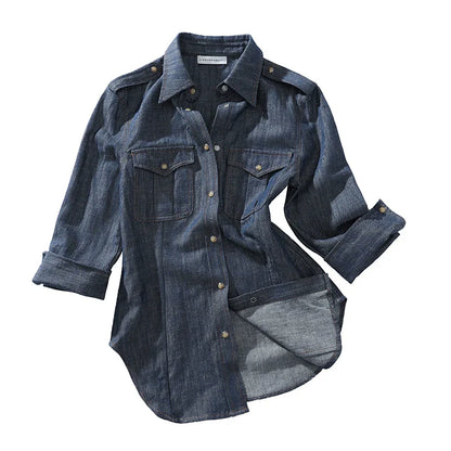 Military-Style Denim Shirt