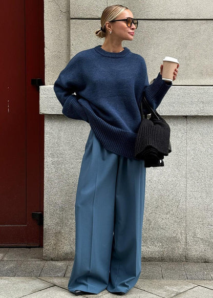 Midnight Blue Relaxed Knit Sweater