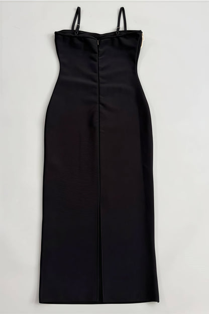 Zoratd Black Strapless Lace Bandage Midi Dress