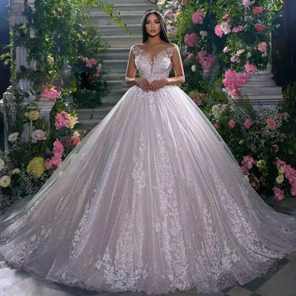 Strapless Lace Long Train Wedding Dress