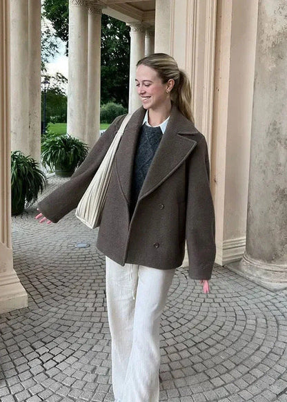 Mocha Aura - Relaxed Wool-Blend Coat