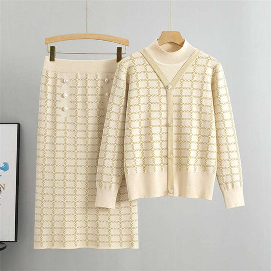 Apricot - Elegant Fashionable Skirt Two Piece Set