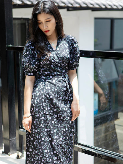 Amy Vintage Floral Puff Sleeve Maxi Dress