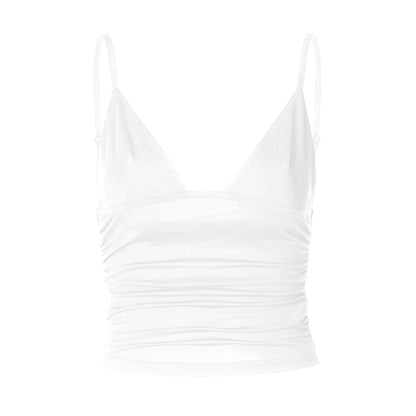 Ruched backless solid crop top
