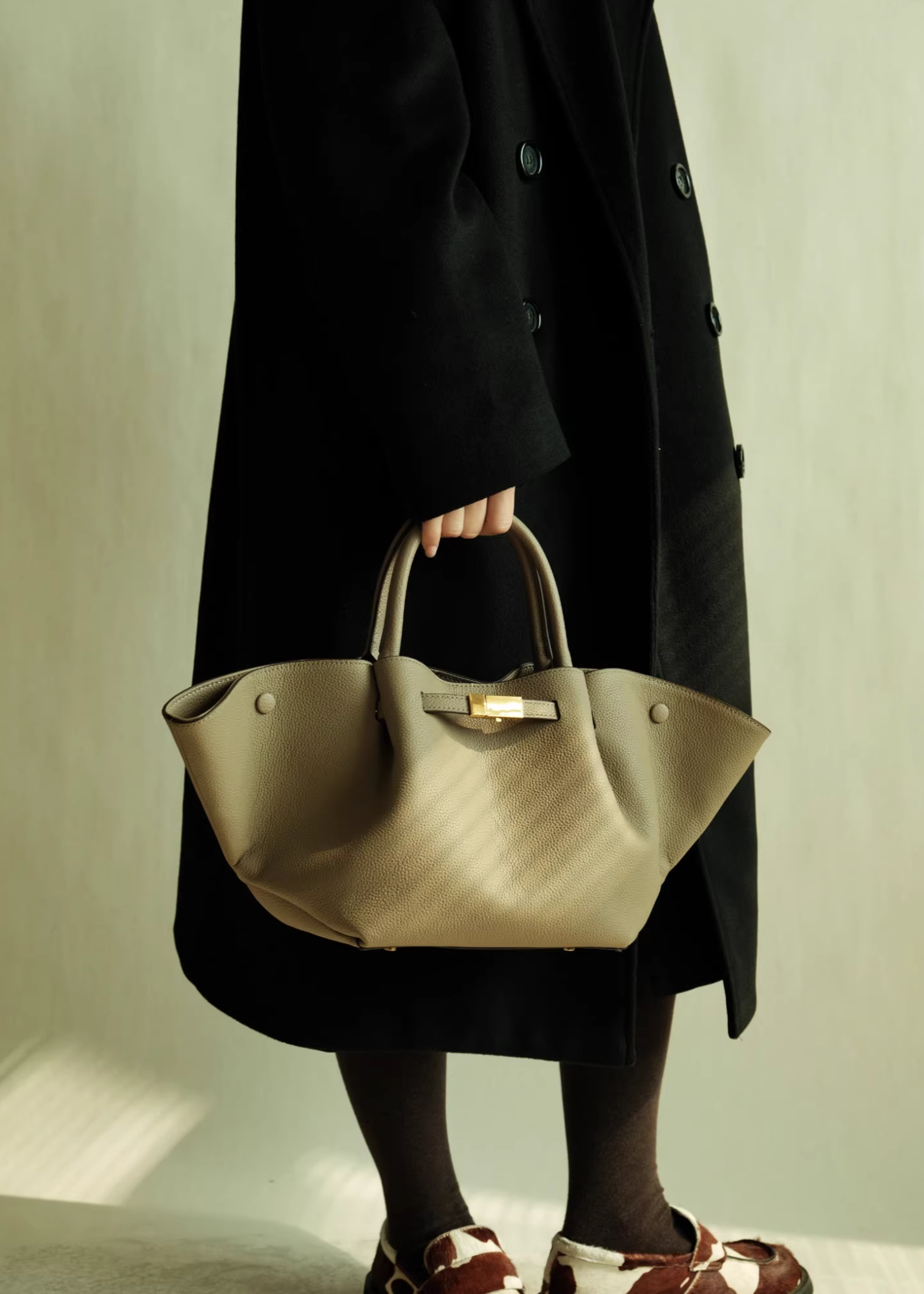 Luxe Leather Wide Tote Bag