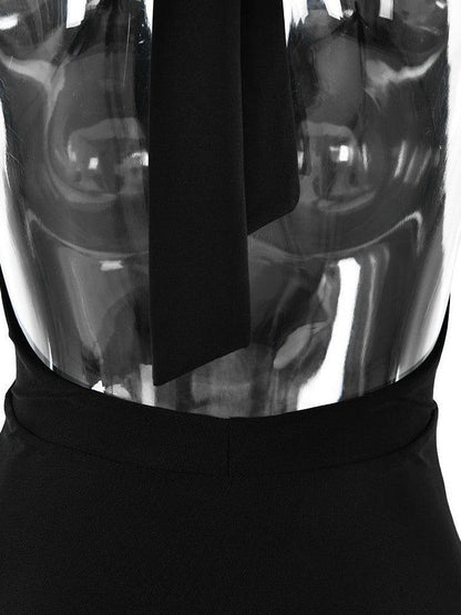 V Halter Neck Backless Split Dress