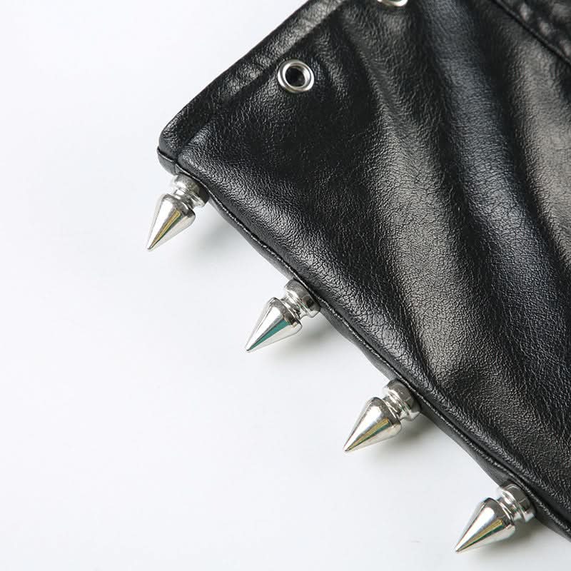 PU leather rivet mini skirt