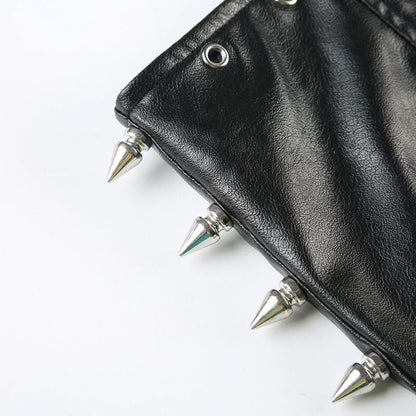 PU leather rivet mini skirt