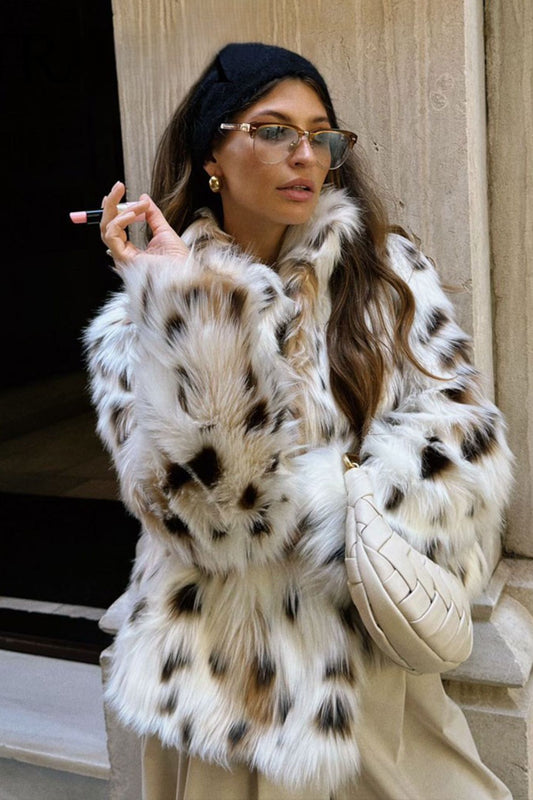 Hulda Leopard Printed Faux Fur Jacket