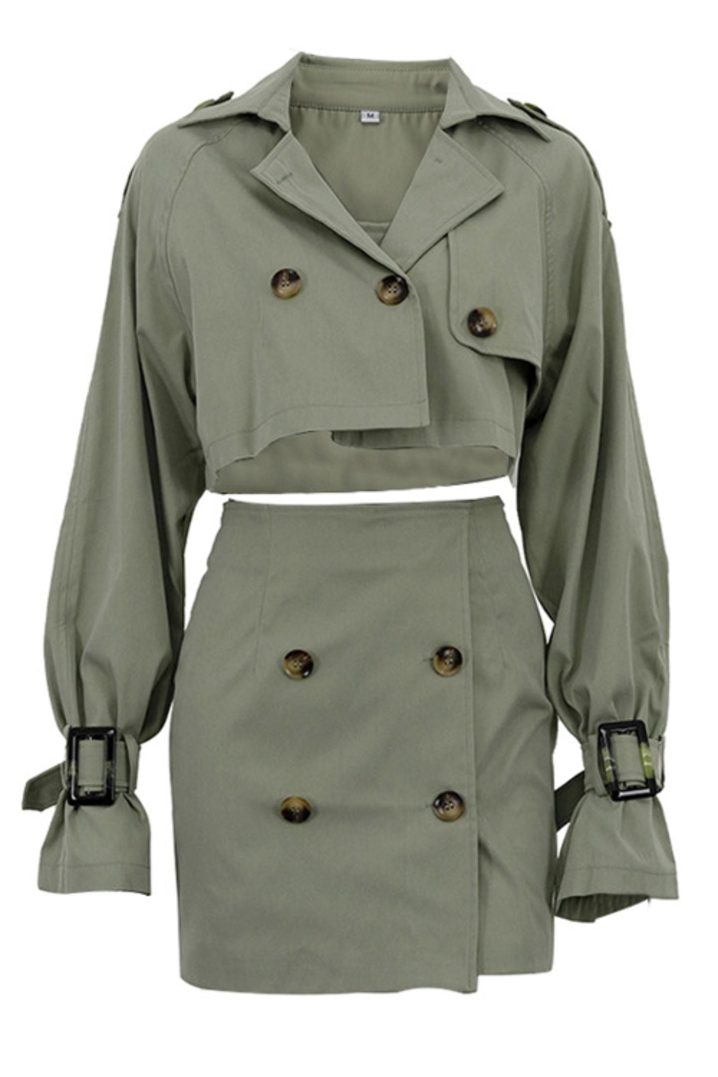 Shirley Button Detail Cropped Jacket & Mini Skirt Set