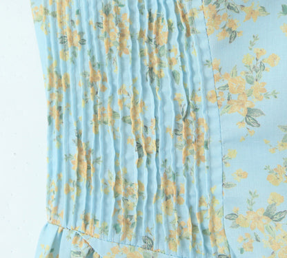 Blue - Sexy Floral Halter Neck Dress