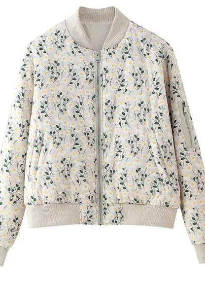 Floral EmbroideRed Quilted Bomber Jacket