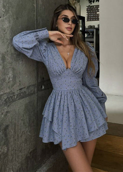 Isabelle - Floral Long-Sleeve Ruffle Mini Dress