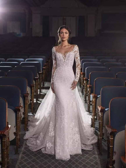 Off-Shoulder Lace Mermaid Bridal Wedding Dress