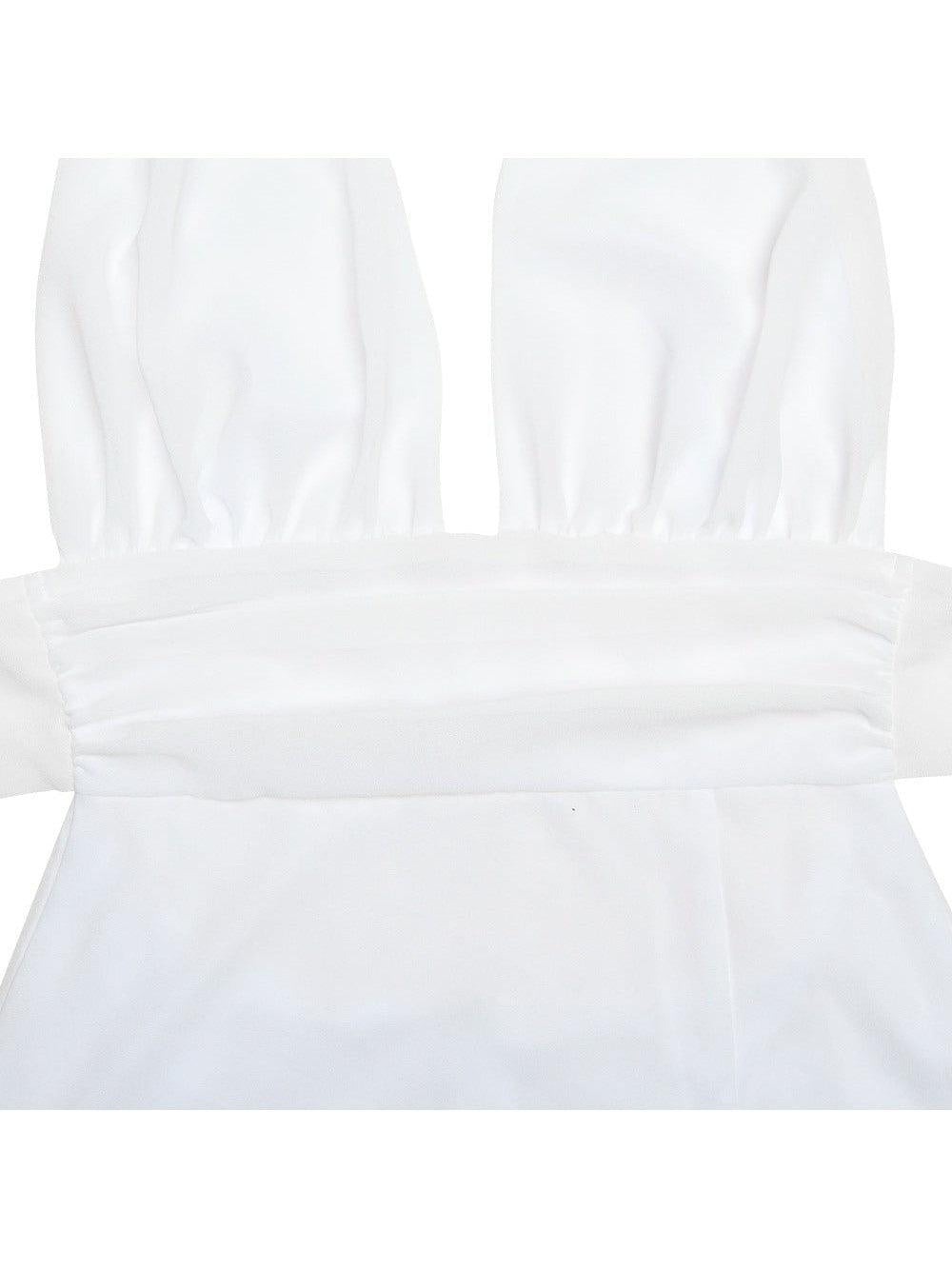 Alizey Deep Halterneck Strap Backless High Slit Dress