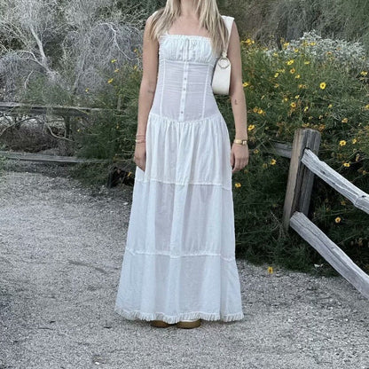 White – Slim-Fit Patchwork Cami Dress