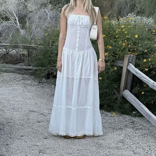 White – Slim-Fit Patchwork Cami Dress