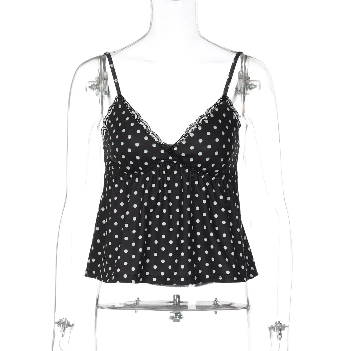 Polka Dot Lace Trim Camisole