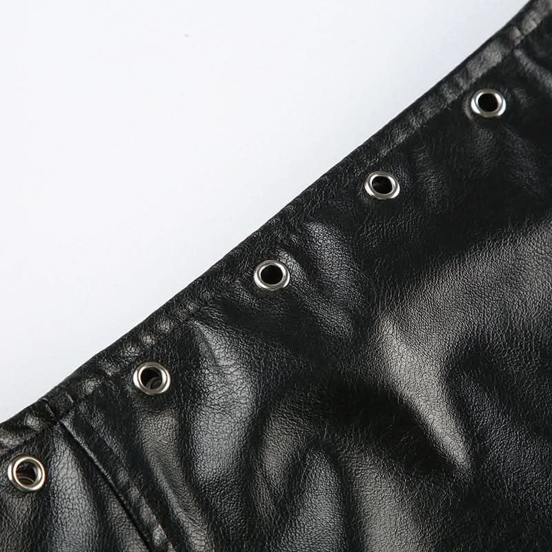 PU leather rivet mini skirt