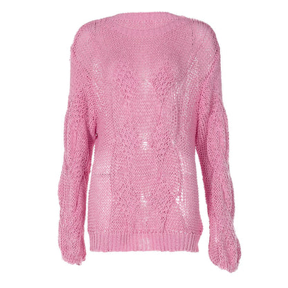 Long sleeve crewneck knitted solid top