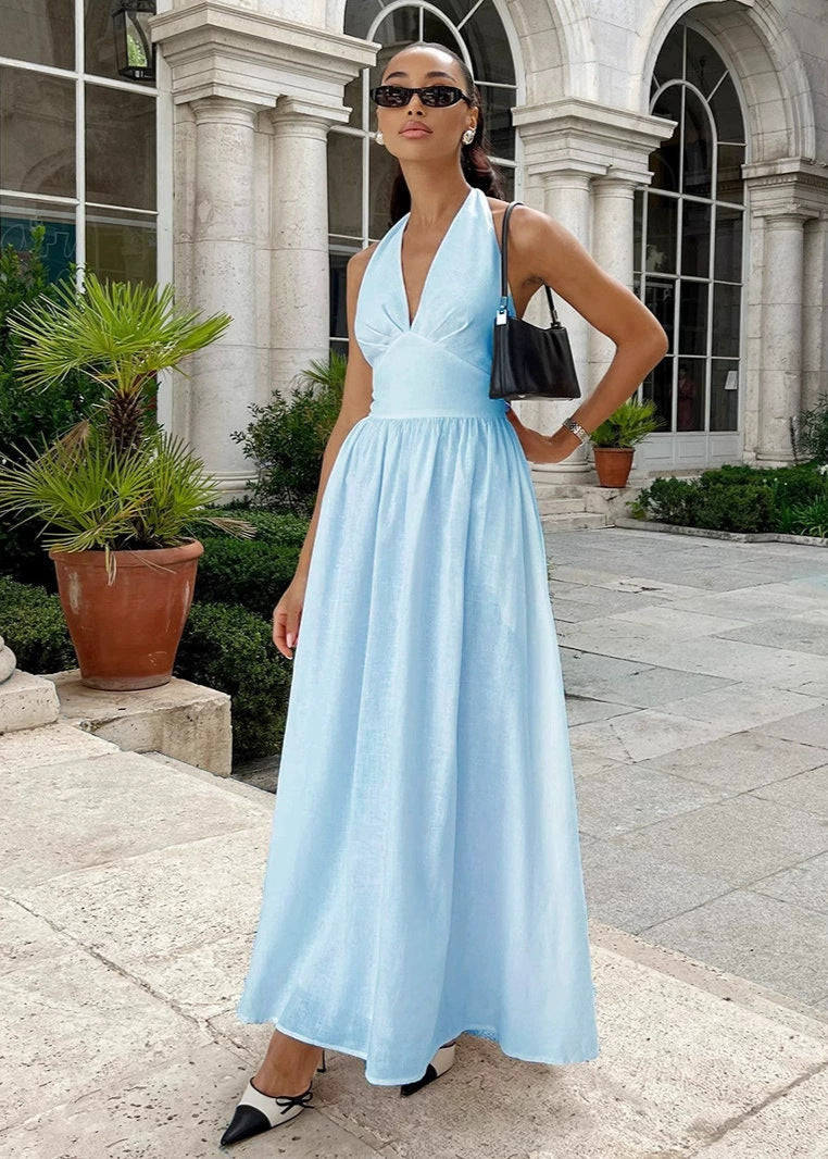 Vienna Grace - Halter Backless Maxi Dress