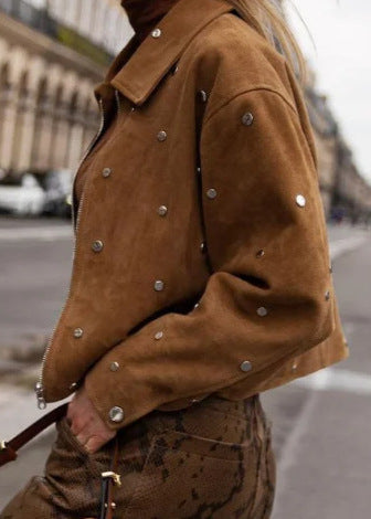 Studded Suede Cropped Jacket