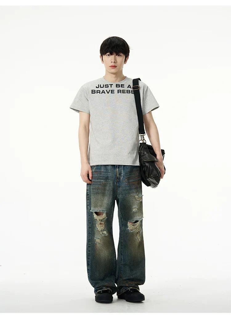 Distressed Baggy Ripped Denim Jeans