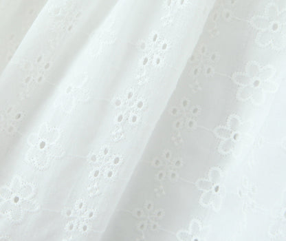 White - Lace Spliced Spaghetti Strap Dress