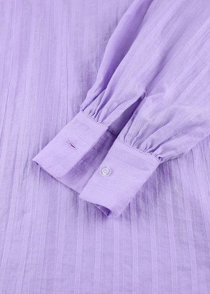 Lilac Drift - Striped Cotton Shirt and Shorts Set