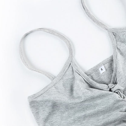 Hollow out backless solid cami cut out top