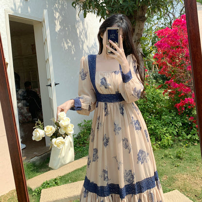 Elegant Faded Rose Long Sleeve Dress