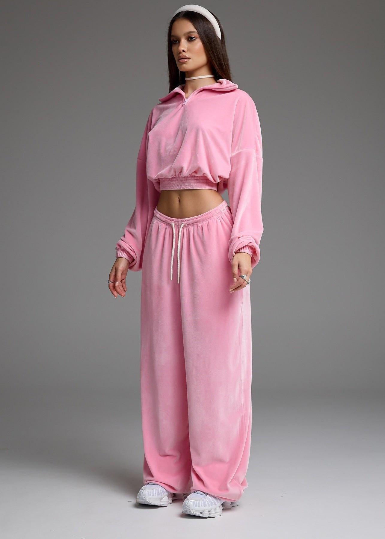 Velvet Lounge Two-Piece Tracksuit Set
