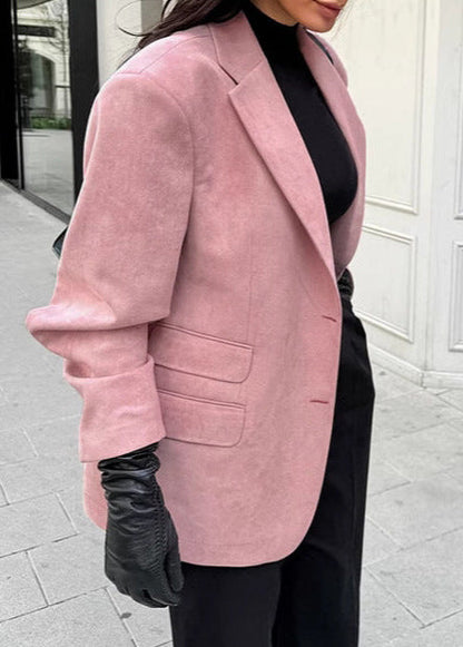 Blush Elegance - Suede Blazer