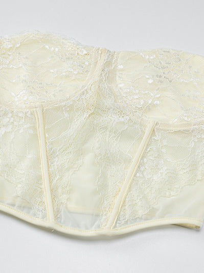 Lace See Through Bandeau Top & Ultra Short Skirt Coord Set