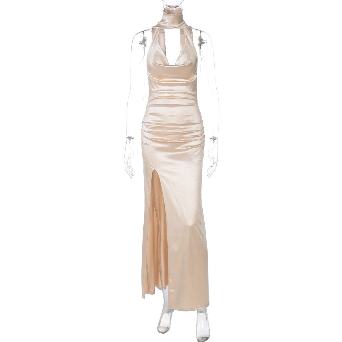 Best Seller in Deep V Plunge Halter Backless Ribbon Split