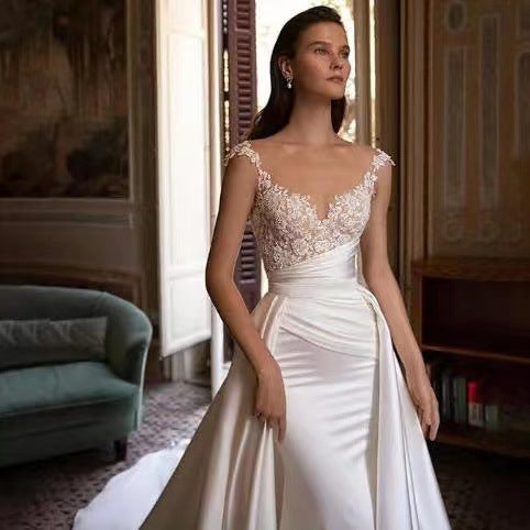 Strapless Satin Mermaid Bridal Wedding Dress