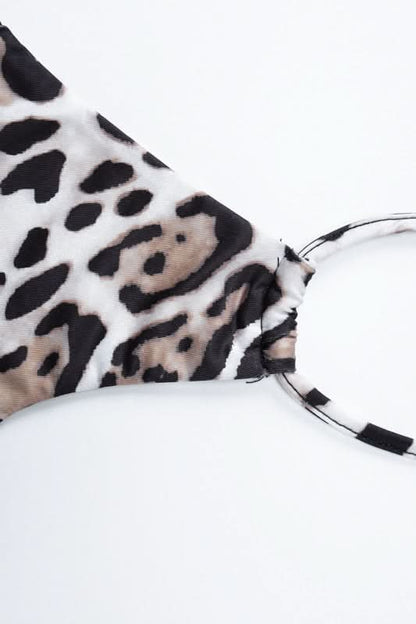 Leopard print halter self tie mini dress